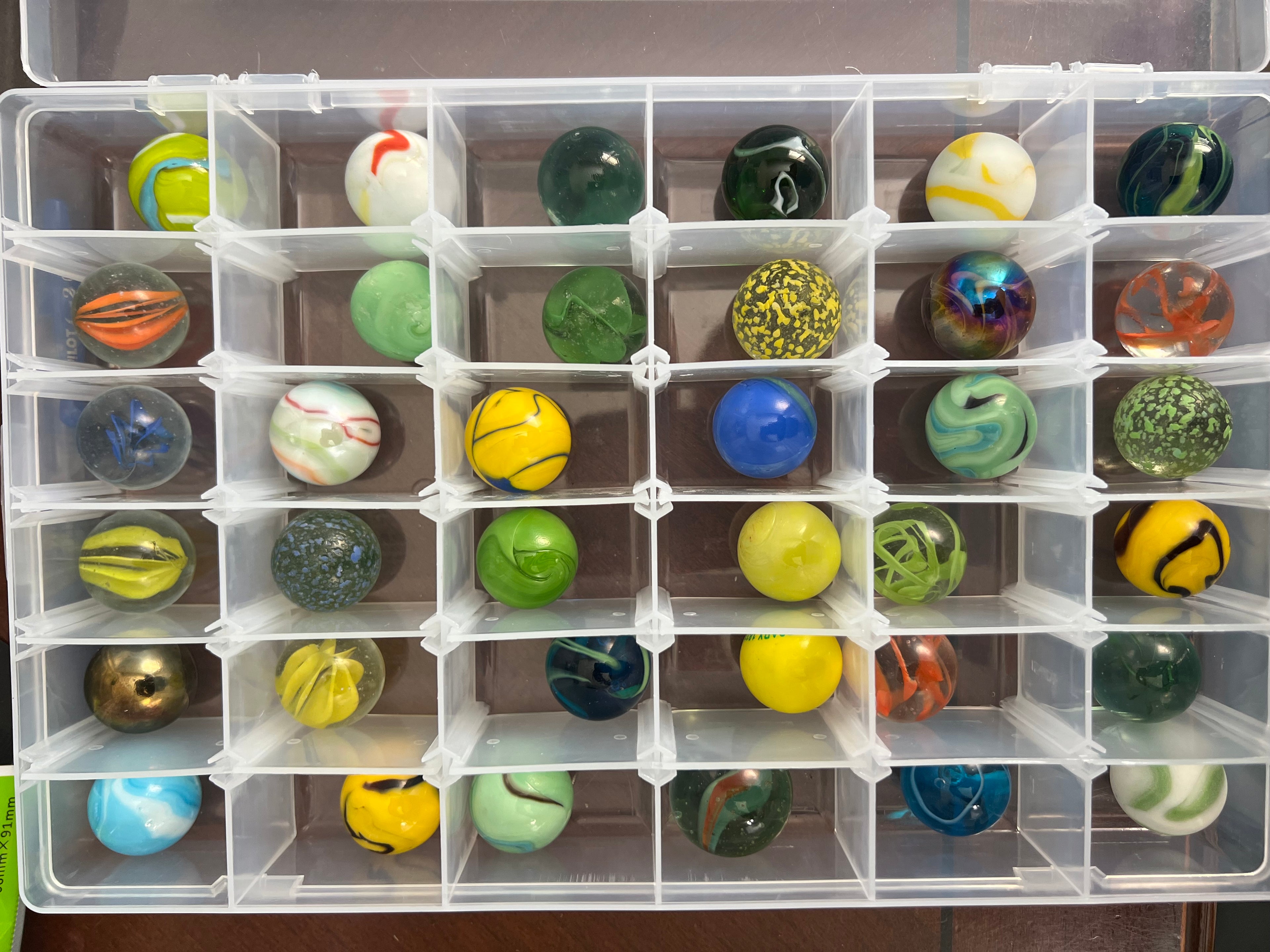 36 Vintage Glass Shooters Marbles Lot Giant Boulder UV Reactive John Deere 1962 #MT3