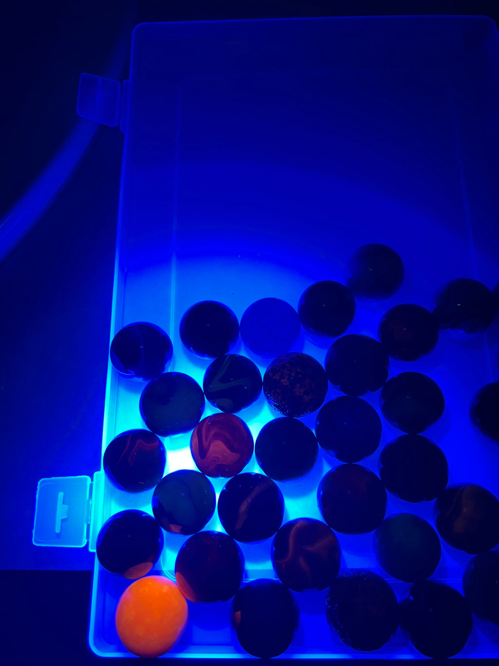 Vintage Glass Shooter Marbles Lot of 36 UV Glowing 1962 John Deere 125th Swirls #MT4