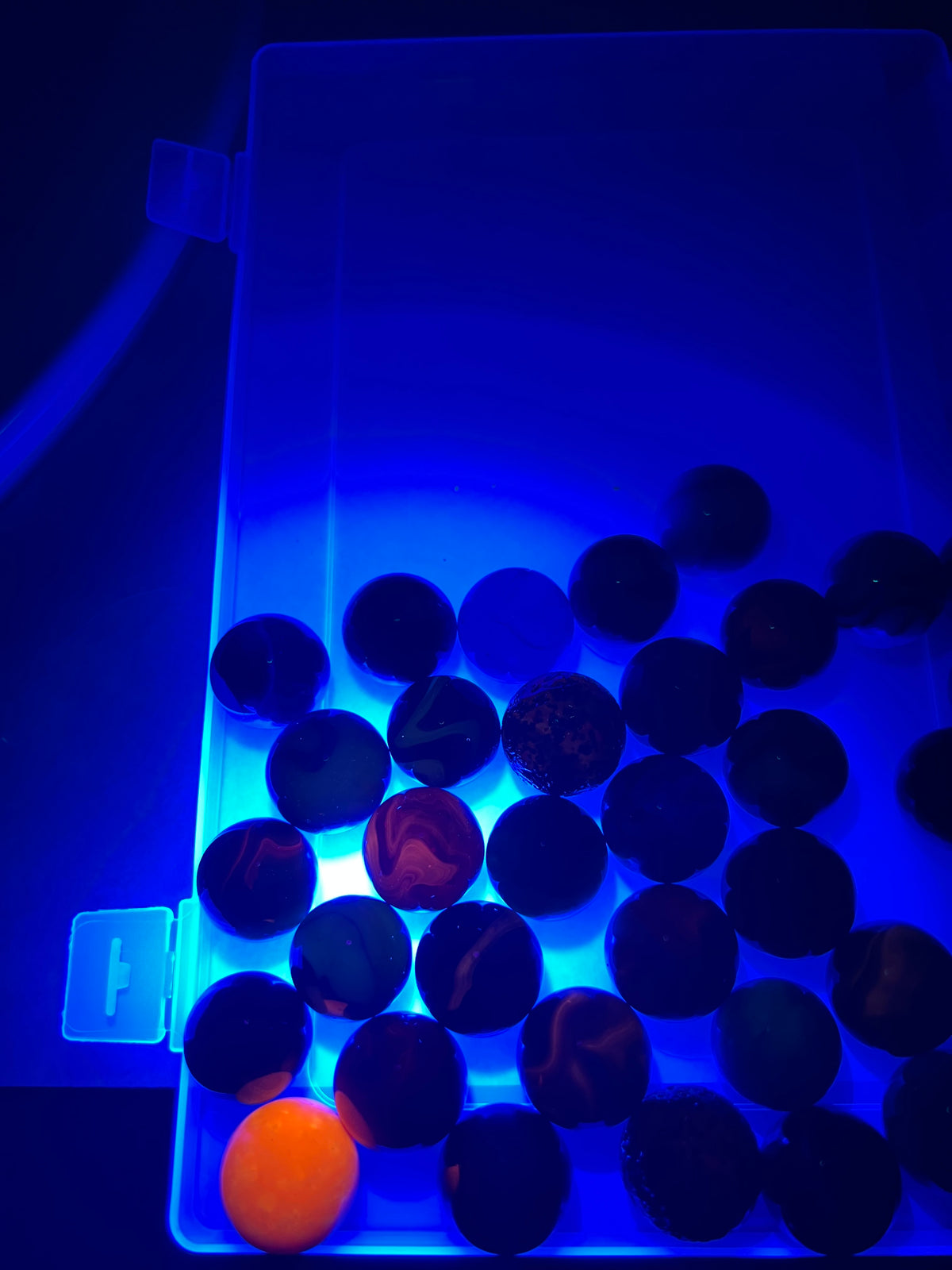Vintage Glass Shooter Marbles Lot of 36 UV Glowing 1962 John Deere 125th Swirls #MT4