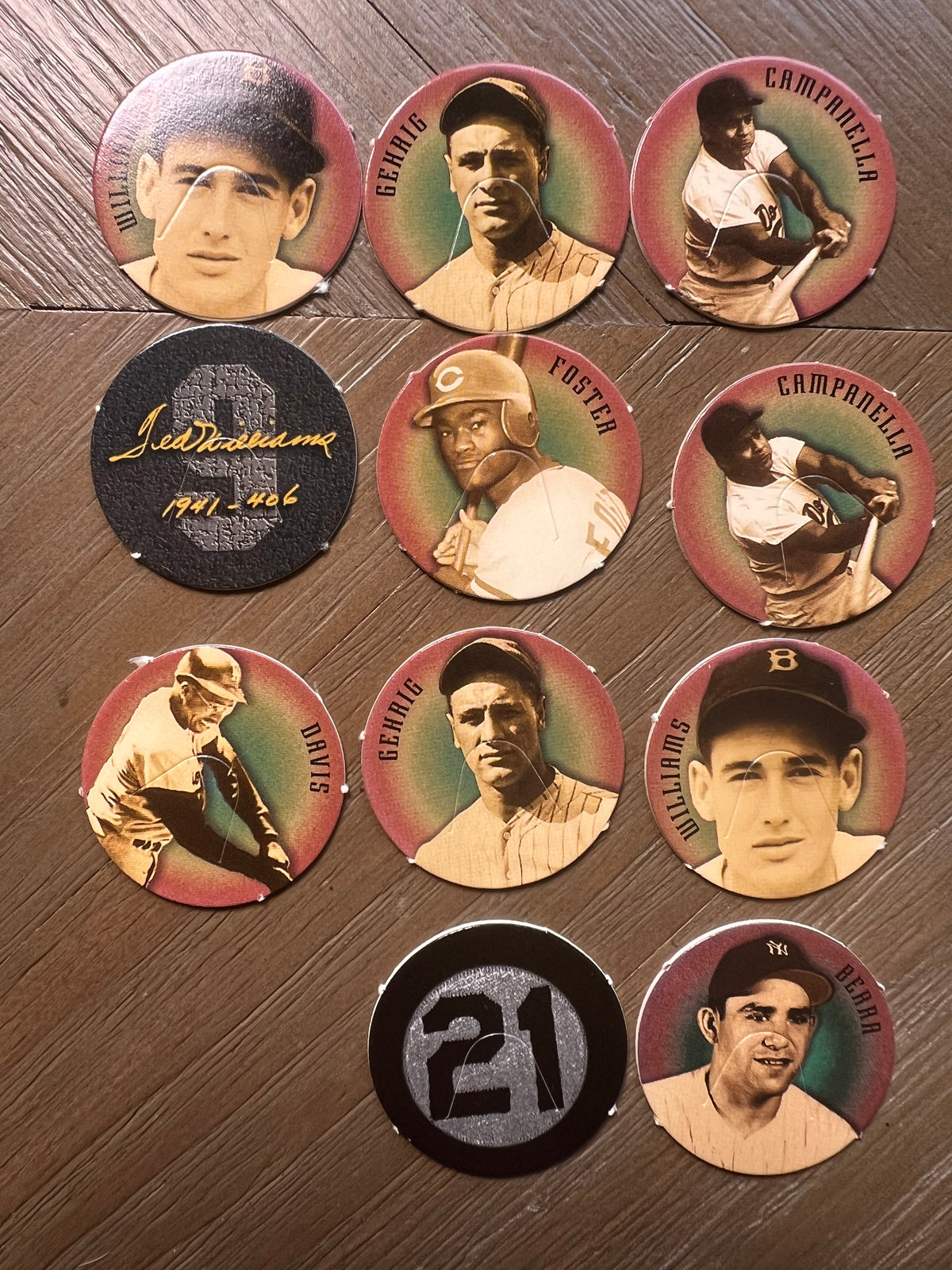 1993 Ted Williams Card Co Baseball POG Milkcaps Lot 11 Gehrig Berra Clemente