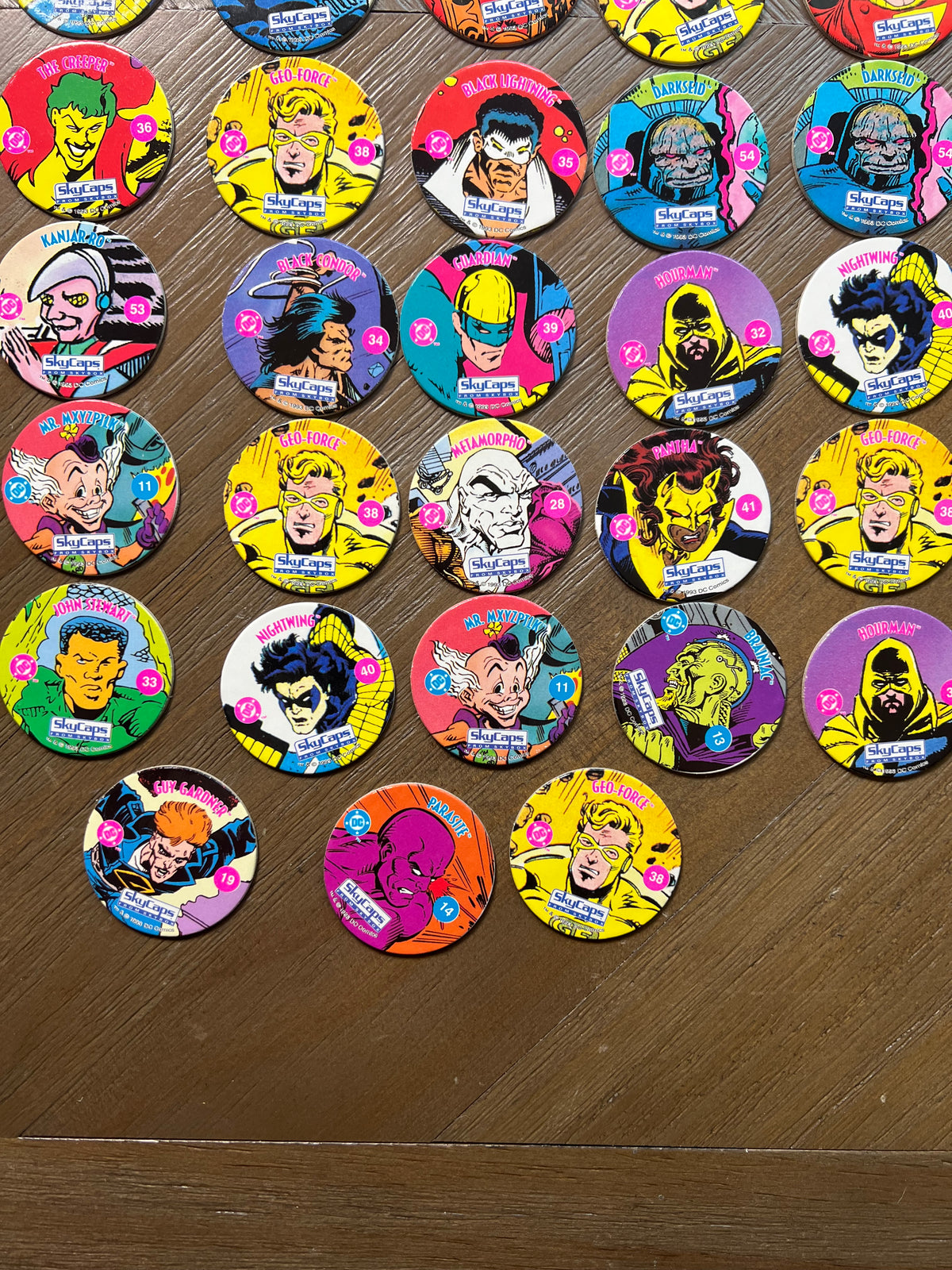 1993 SkyBox DC Comics SkyCaps Lot 58 POG Milkcaps Nightwing Darkseid