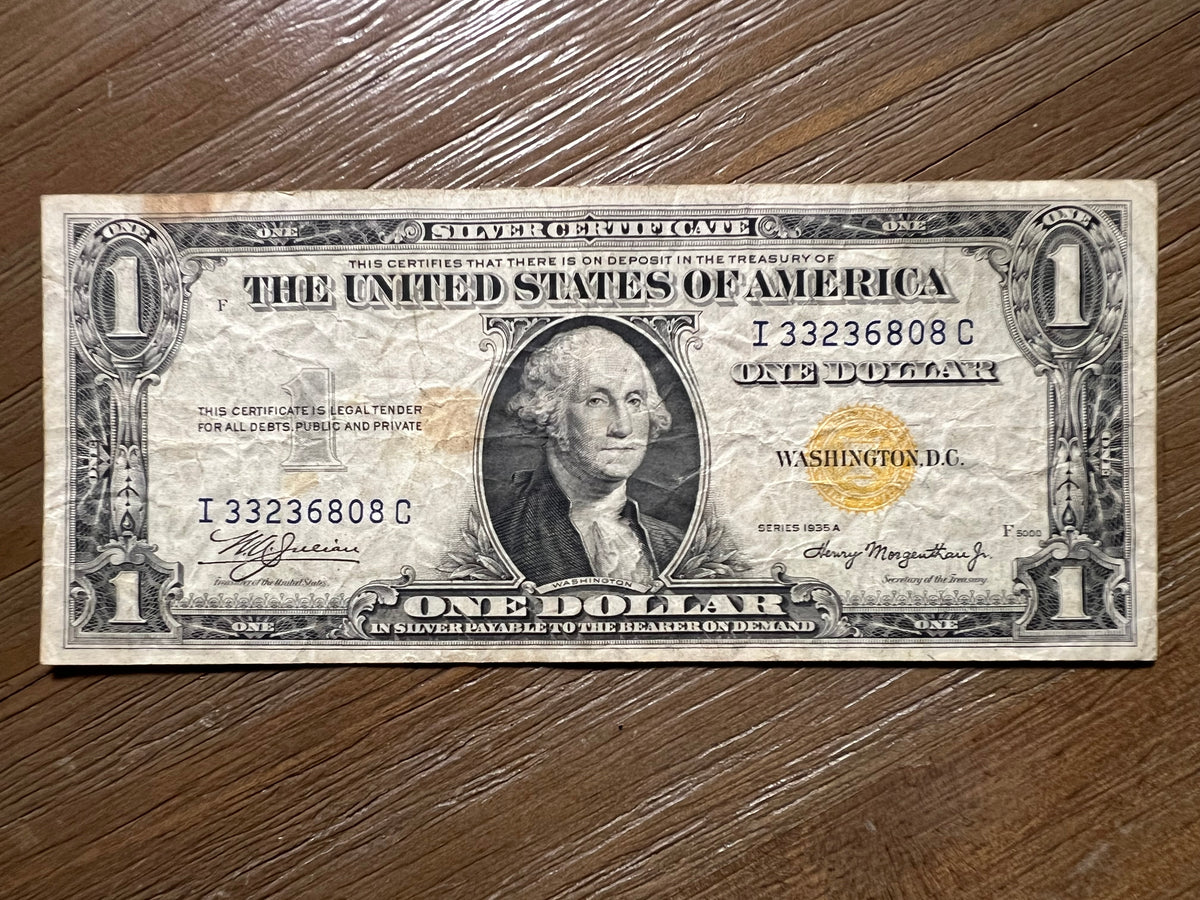 1935A $1 Silver Certificate Yellow Seal North Africa WWII Emergency Note Fr2306