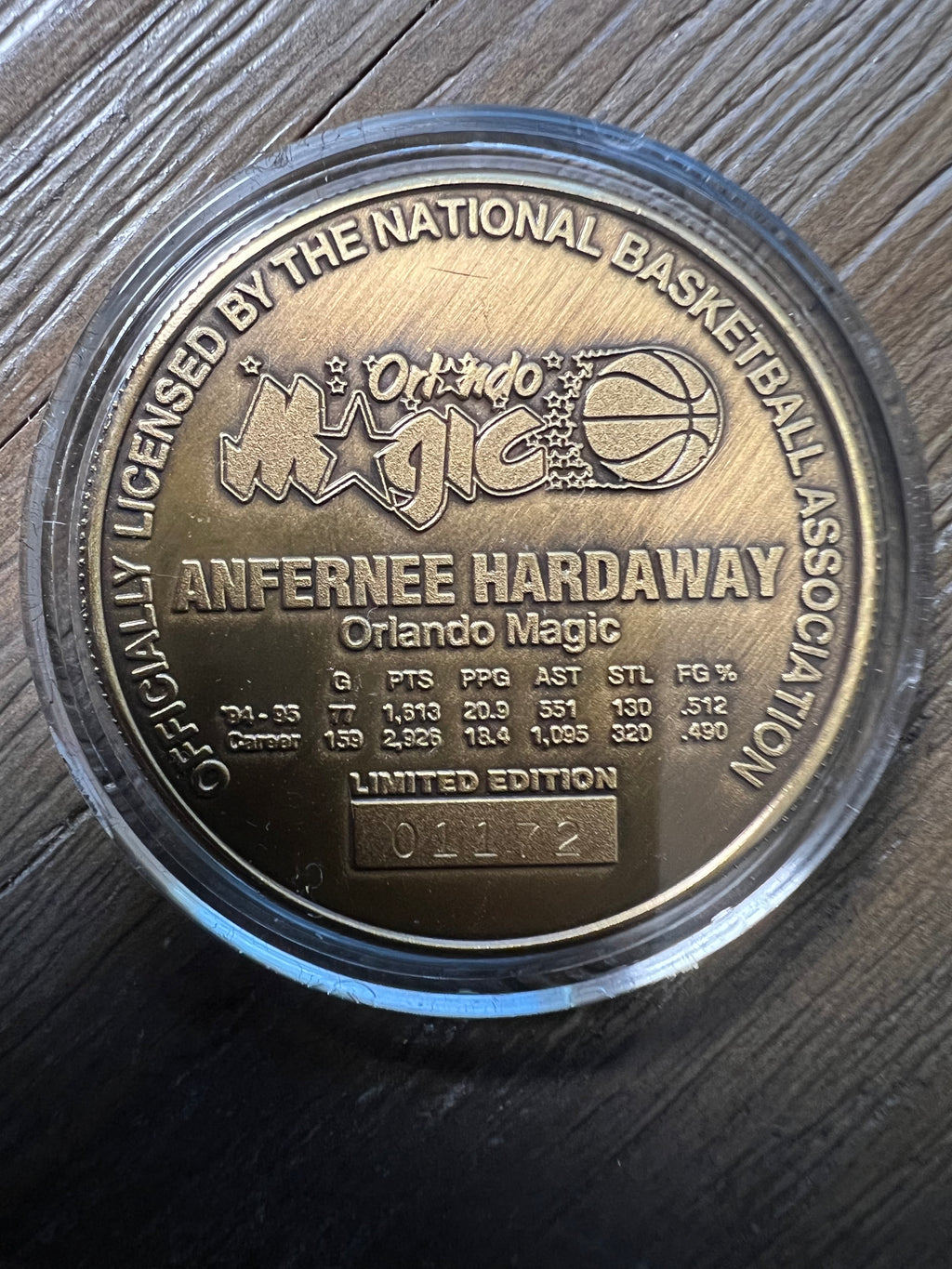 Highland Mint Anfernee Hardaway Bronze Coin Orlando Magic /25000