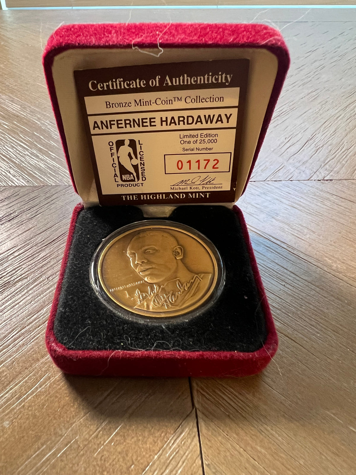 Highland Mint Anfernee Hardaway Bronze Coin Orlando Magic /25000