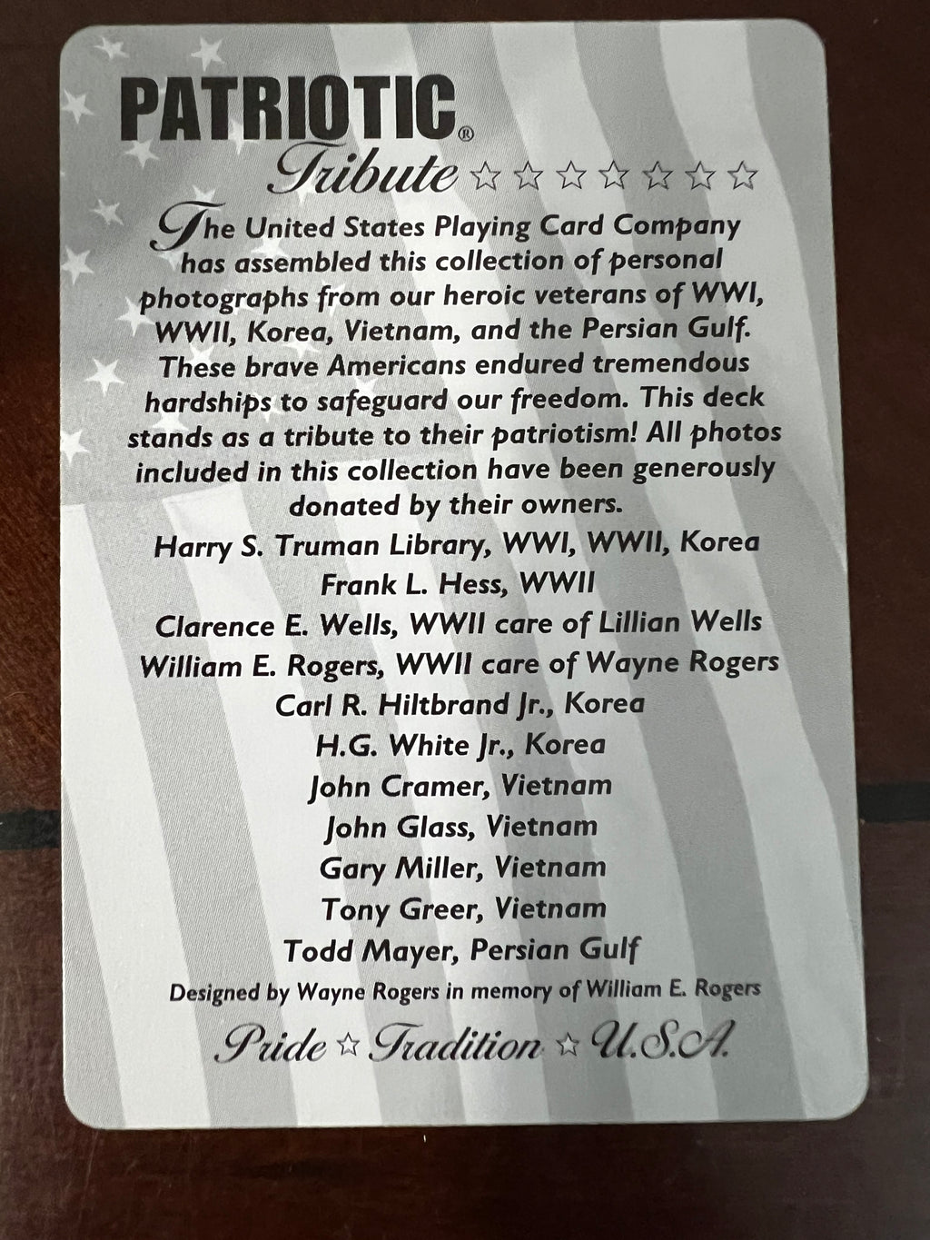 USPCC Patriotic Tribute Military Veterans Playing Cards Deck Bicycle