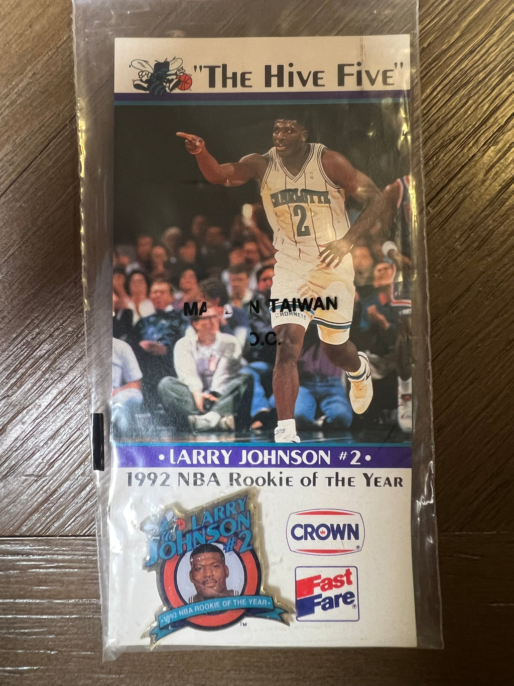 1992 Charlotte Hornets Crown Fast Fare The Hive Five Pin Card Complete Set