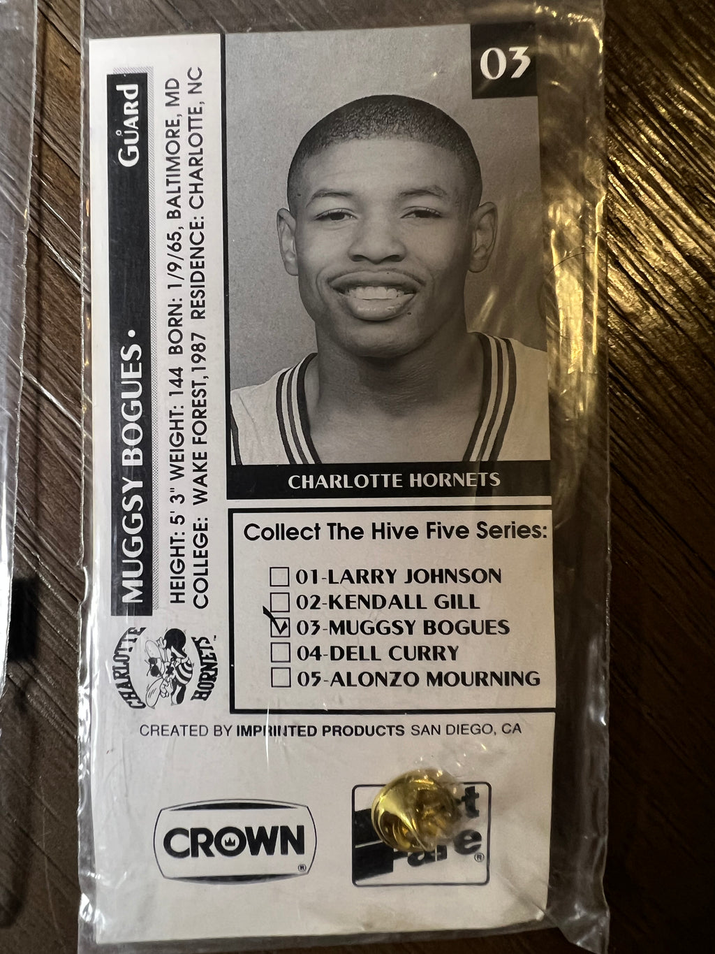 1992 Charlotte Hornets Crown Fast Fare The Hive Five Pin Card Complete Set