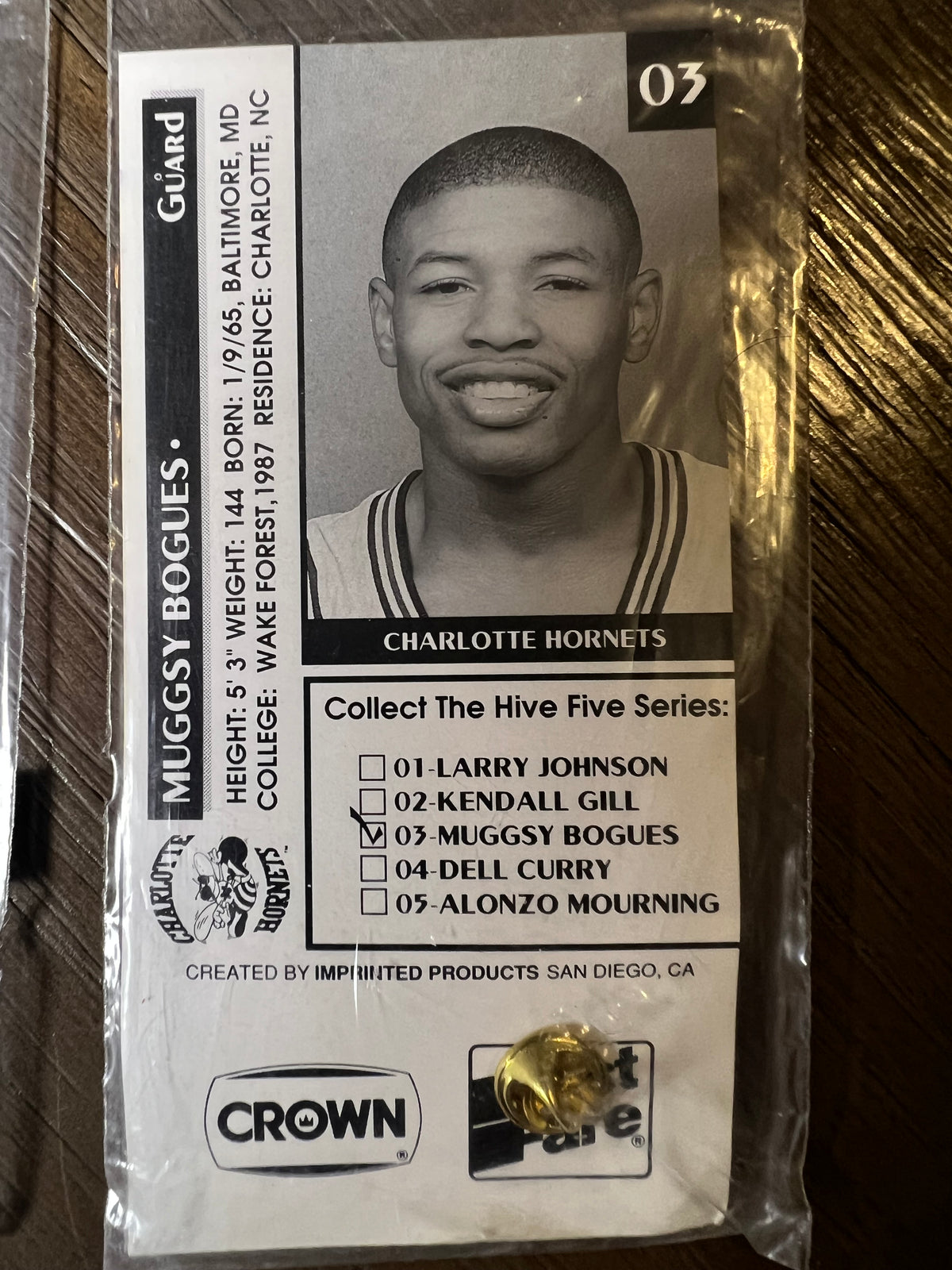 1992 Charlotte Hornets Crown Fast Fare The Hive Five Pin Card Complete Set