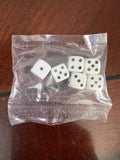 Mini White Opaque 3/8 Inch Six-Sided D6 Game Dice Lot of 6