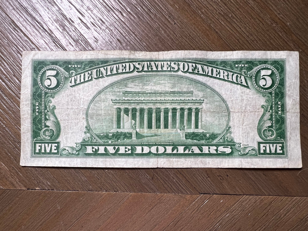 1934 $5 Federal Reserve Note New York Light Green Seal Lincoln