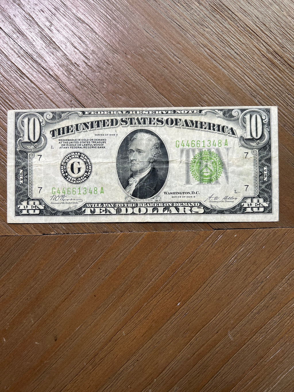 Series 1928B $10 Chicago Federal Reserve Note Gold Clause