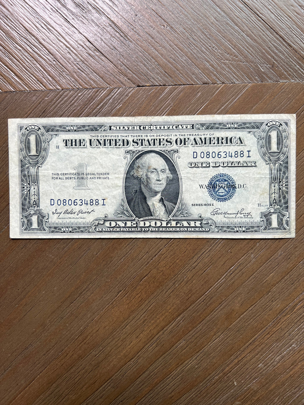 Series 1935E $1 Dollar Silver Certificate Blue Seal George Washington
