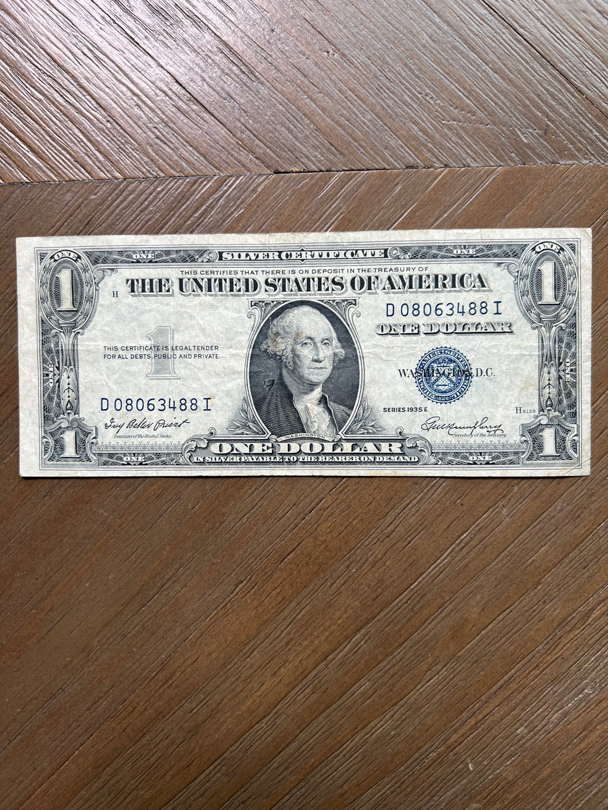 Series 1935E $1 Dollar Silver Certificate Blue Seal George Washington
