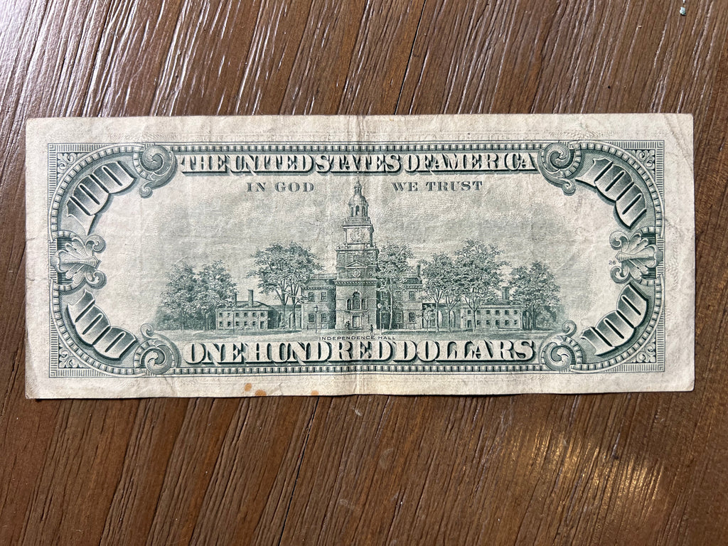 1974 $100 Federal Reserve Note New York B Small Head Vintage Bill Fr. 2167-B