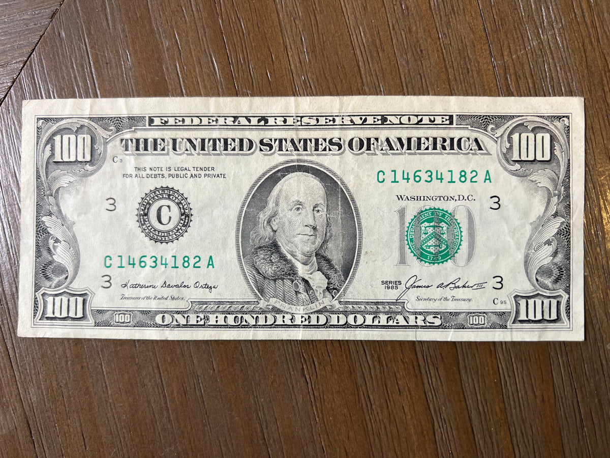 1985 $100 Federal Reserve Note Philadelphia C Vintage Small Head Fr. 2171-C