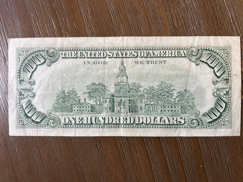 1985 $100 Federal Reserve Note Philadelphia C Vintage Small Head Fr. 2171-C