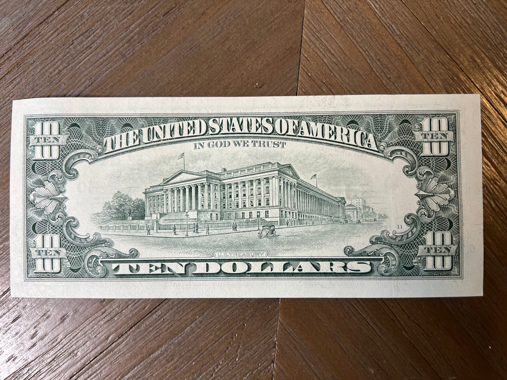 1995 $10 Federal Reserve Note Kansas City Small Head Green Seal Fr. 2033-J