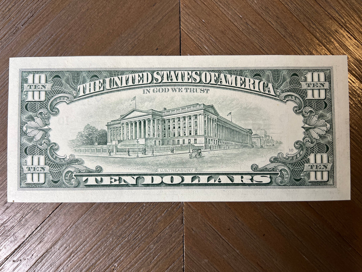 1995 $10 Federal Reserve Note Kansas City Small Head Green Seal Fr. 2033-J