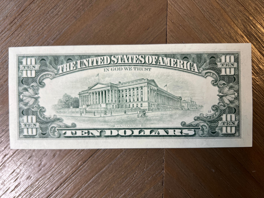 1995 $10 Federal Reserve Note Kansas City J-10 Fr. 2031-J Fort Worth Small Head