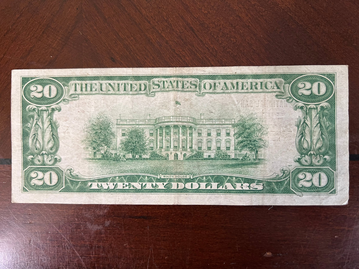 1929 $20 National Bank Note Paterson NJ Charter 12383 Fr. 1802-1 Brown Seal