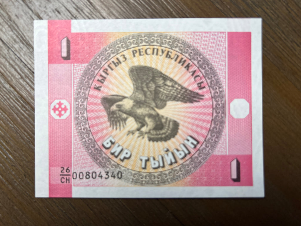 1993 Kyrgyzstan 1 Tyiyn Banknote Pick 1 Bir Tyyyn Central Asia Currency