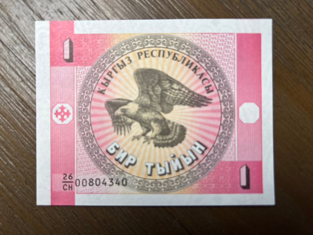 1993 Kyrgyzstan 1 Tyiyn Banknote Pick 1 Bir Tyyyn Central Asia Currency