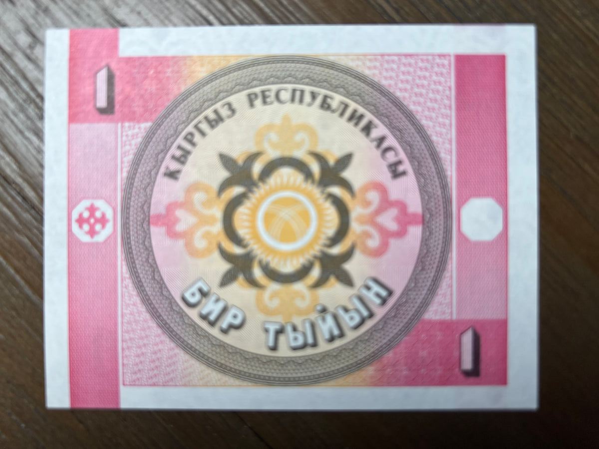 1993 Kyrgyzstan 1 Tyiyn Banknote Pick 1 Bir Tyyyn Central Asia Currency