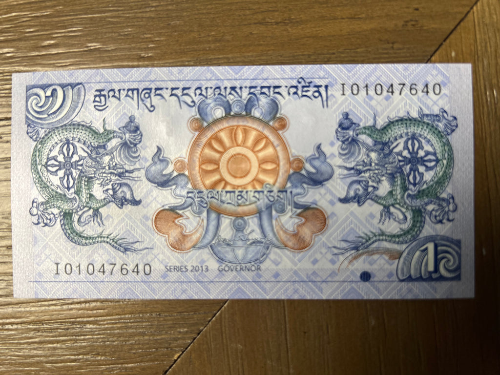 2013 Bhutan 1 Ngultrum Banknote Pick 35 Royal Monetary Simtokha Dzong