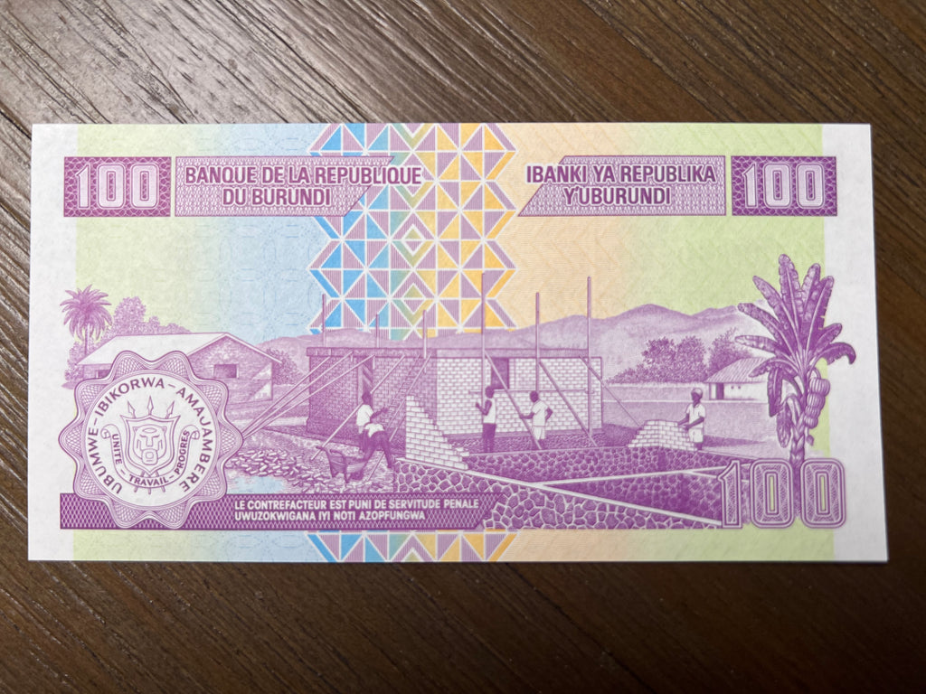 2024 Burundi 100 Francs Prince Rwagasore Banknote Currency Note