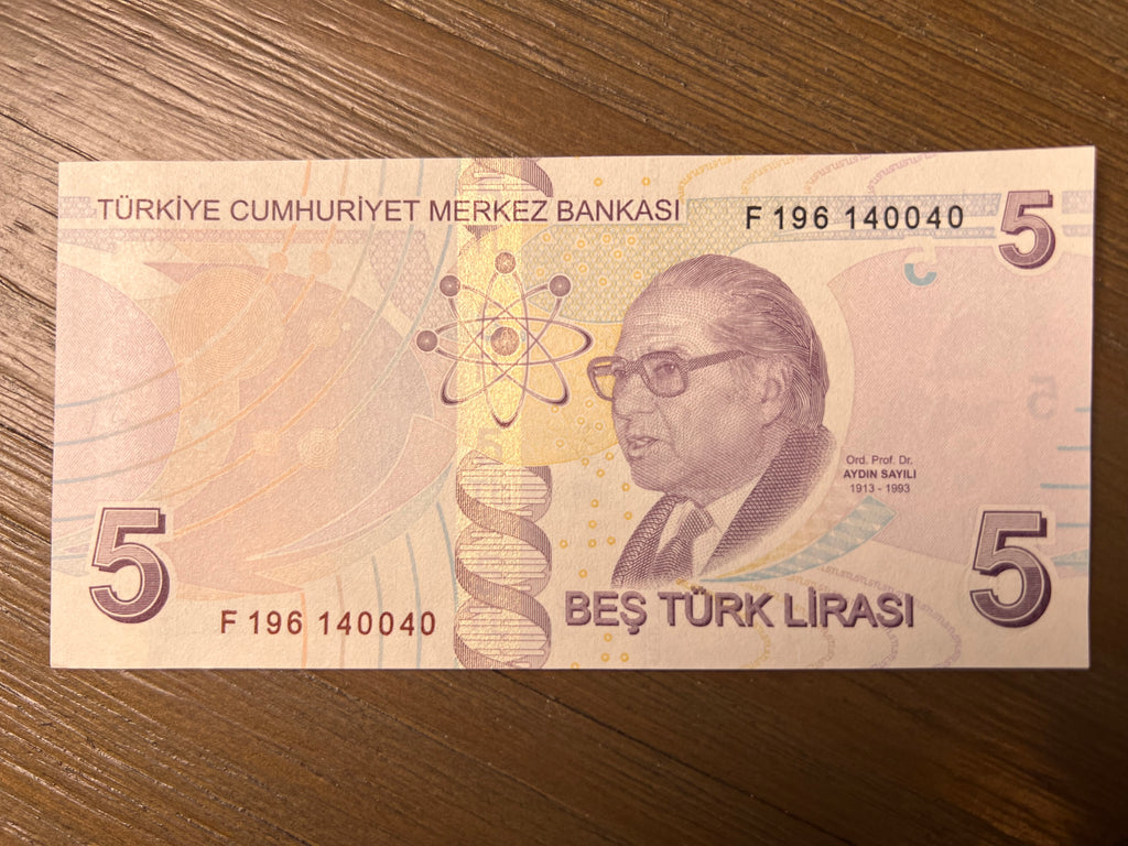 Turkey 5 Lira Banknote 2009 Atatürk Aydın Sayılı P-222 Currency Note