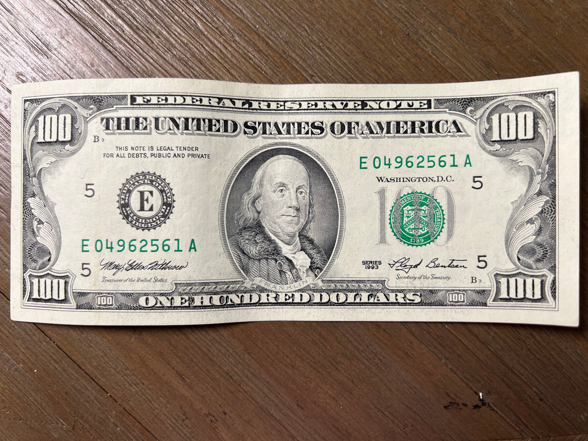 1993 $100 Federal Reserve Note Small Portrait Richmond E Banknote Lot 838