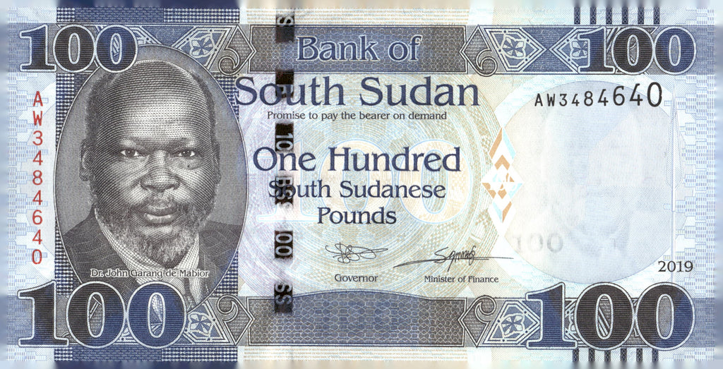 2019 South Sudan 100 Pounds Banknote John Garang Lion P-14 Note