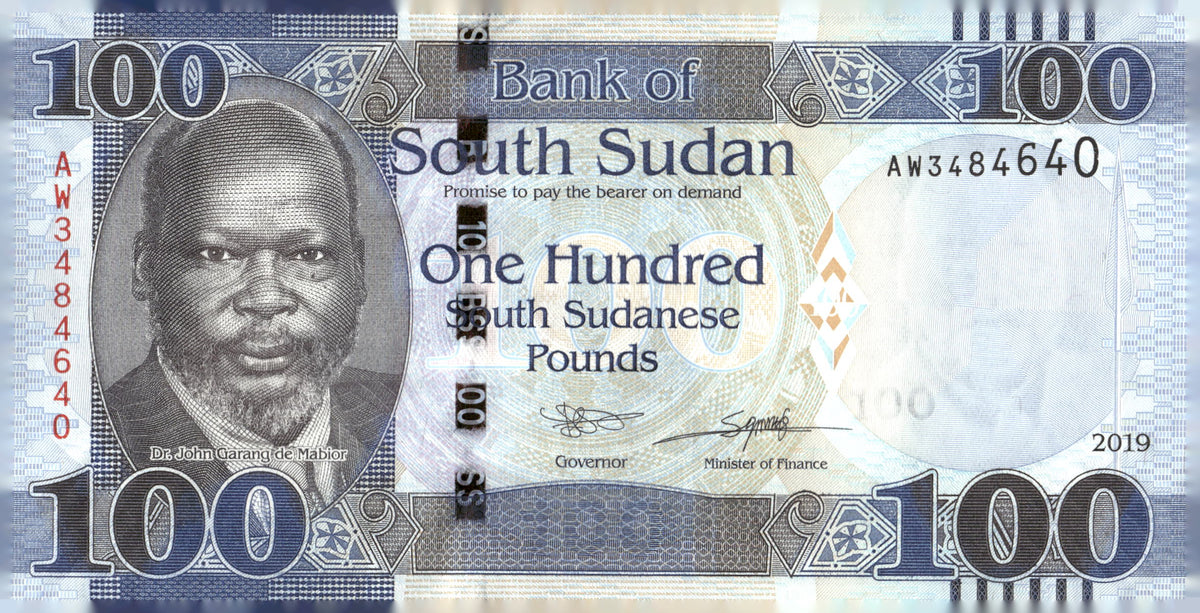2019 South Sudan 100 Pounds Banknote John Garang Lion P-14 Note