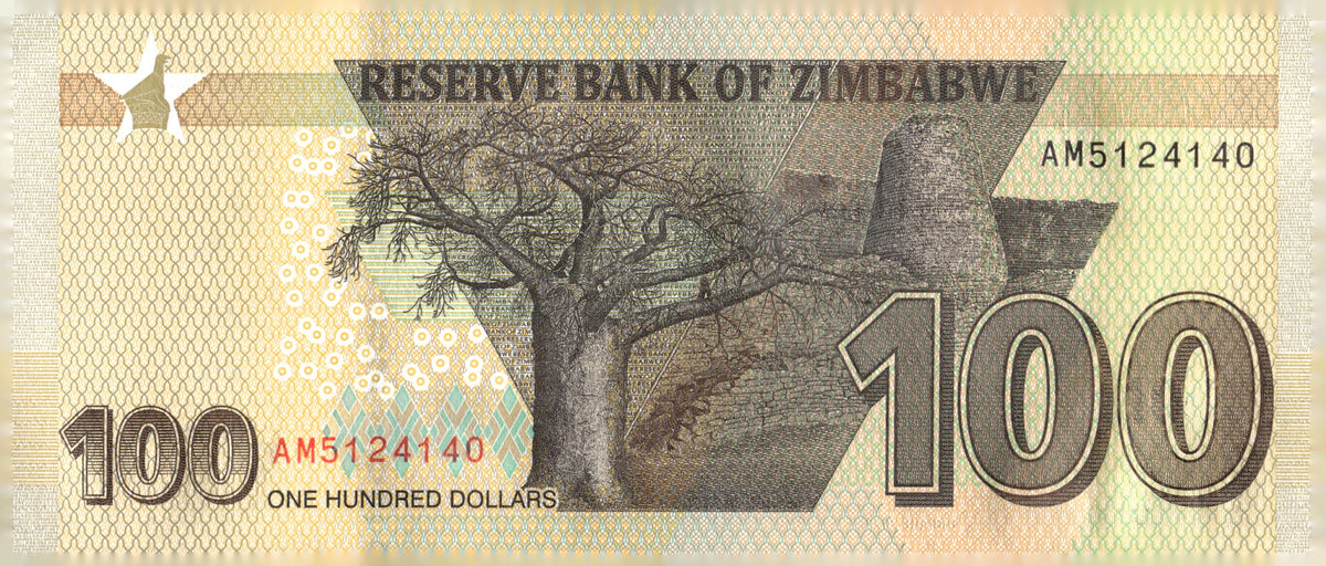 2023 Zimbabwe 100 Dollars Banknote Chiremba Rocks Baobab P-105 Note