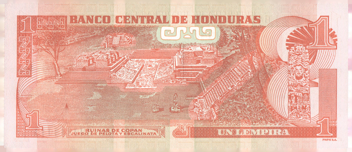 2022 Honduras 1 Lempira Banknote Chief Lempira Copan Ruins Note P-96e