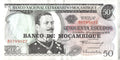 1970 Mozambique 50 Escudos Banknote Banco de Moçambique Overprint P-118
