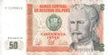1987 Peru 50 Intis Banknote Nicolas de Pierola Oil Rig P-137 Note