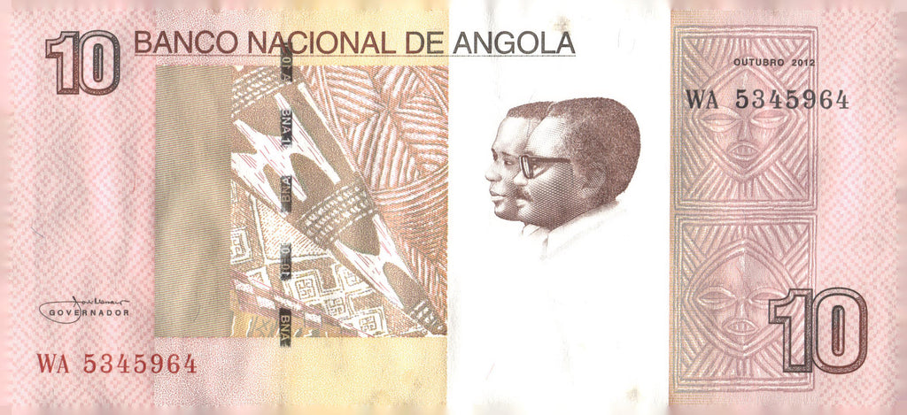2012 Angola 10 Kwanzas Banknote P-152 Neto Santos Luena Falls Currency