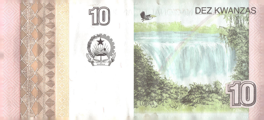 2012 Angola 10 Kwanzas Banknote P-152 Neto Santos Luena Falls Currency
