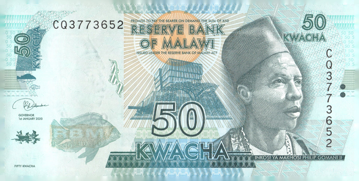 2020 Malawi 50 Kwacha Banknote P-64 Gomani II Elephant Safari Note