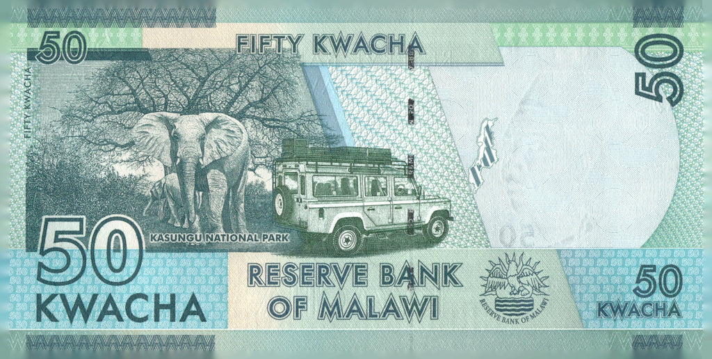 2020 Malawi 50 Kwacha Banknote P-64 Gomani II Elephant Safari Note