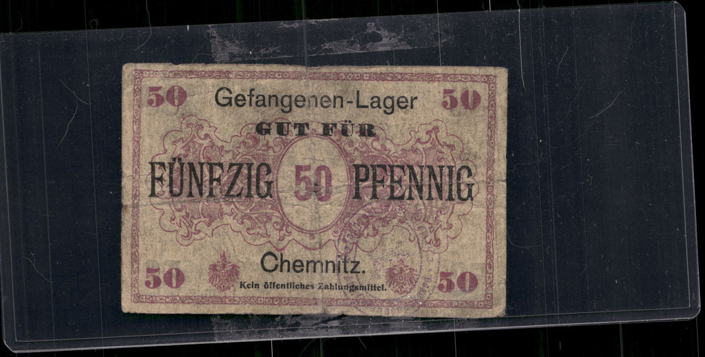 WWI German POW Camp Chemnitz Scrip 5 Note Set 1 2 5 20 50 Pfennig