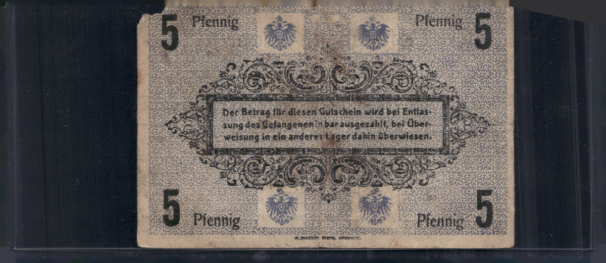 WWI German POW Camp Chemnitz Scrip 5 Note Set 1 2 5 20 50 Pfennig