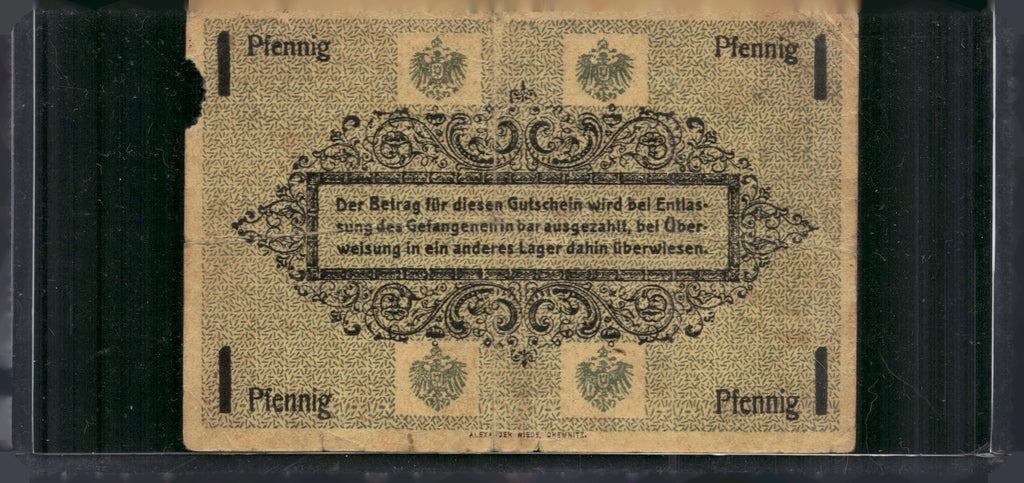 WWI German POW Camp Chemnitz Scrip 5 Note Set 1 2 5 20 50 Pfennig